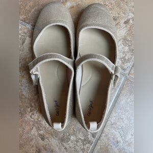 Girls Cat & Jack Gold Shimmer Flats with Velcro Straps